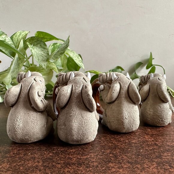 LEPS Peru Elephant Napkin Rings Ceramic Set of 4 - Picture 10 of 14